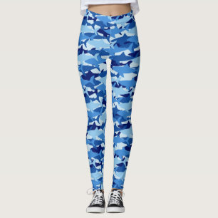 Blauw haaienpatroon leggings