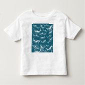 Blauw haaienpatroon met distressed-effect kinder shirts (Voorkant)