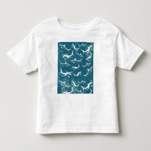 Blauw haaienpatroon met distressed-effect kinder shirts