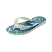 Blauw haaienpatroon met distressed-effect kinder teenslippers (Schuin)