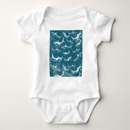 Blauw haaienpatroon met distressed look romper
