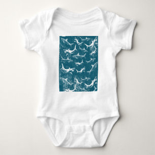 Blauw haaienpatroon met distressed look romper