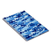Blauw haaienpatroon | Monogram Notitieboek (Rechterzijde)