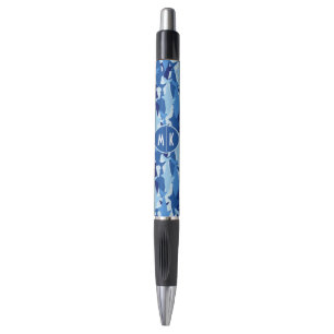 Blauw haaienpatroon Monogram Pen