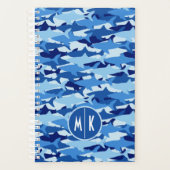Blauw haaienpatroon | Monogram Planner (Voorkant)
