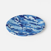 Blauw haaienpatroon papieren bordje (Gekanteld)