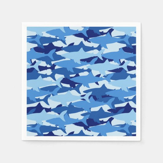 Blauw haaienpatroon servet (Voorkant)