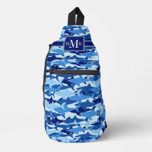 Blauw haaienpatroon sling bag
