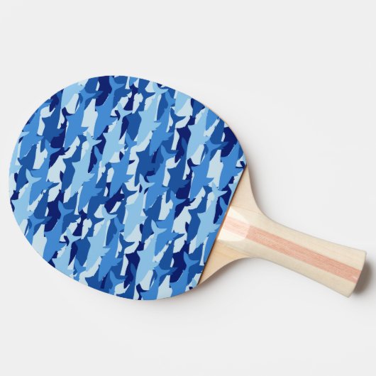 Blauw haaienpatroon tafeltennisbatje (Zijkant)