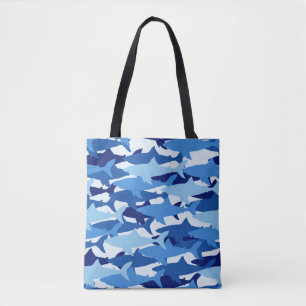 Blauw haaienpatroon tote bag