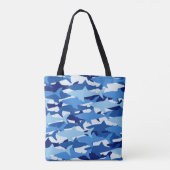 Blauw haaienpatroon tote bag (Achterkant)