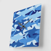Blauw haaienpatroon vierkante klok (Hoek)