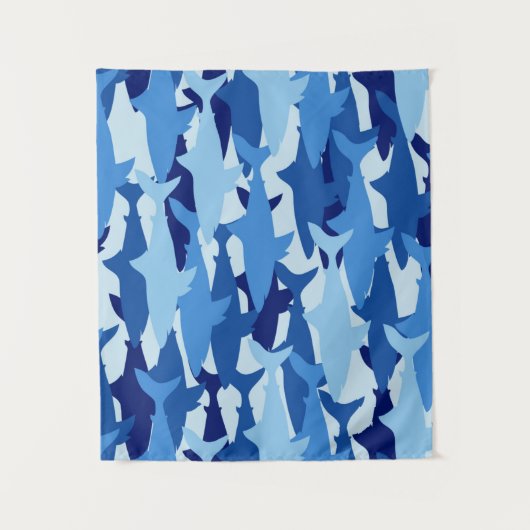 Blauw haaienpatroon wandkleed (Voorkant)