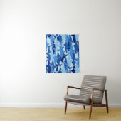 Blauw haaienpatroon wandkleed (In situ)