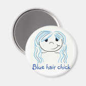Blauw haar chick magneet (Voorkant / Achterkant)