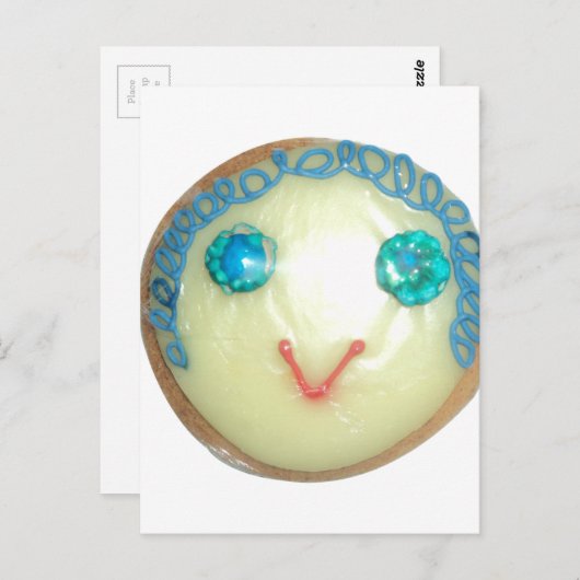 Blauw Haar Emoji Art Print/Grafisch Briefkaart (Voorkant / Achterkant)