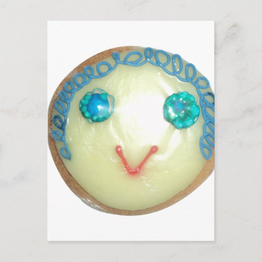 Blauw Haar Emoji Art Print/Grafisch Briefkaart (Voorkant)