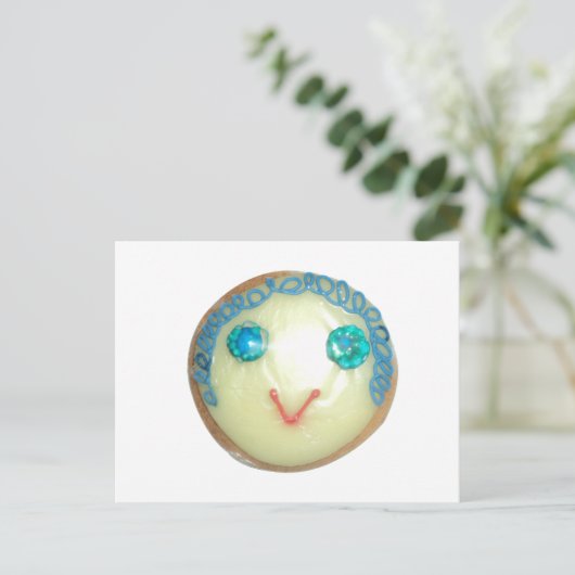 Blauw Haar Emoji Art Print/Grafisch Briefkaart (Staand voorkant)