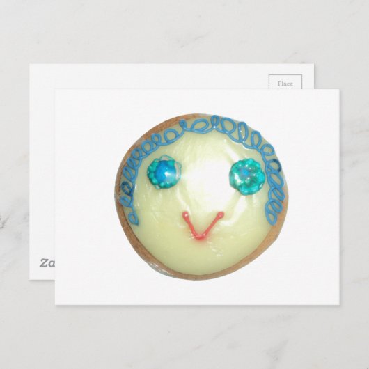 Blauw Haar Emoji Art Print/Grafisch Briefkaart (Voorkant / Achterkant)