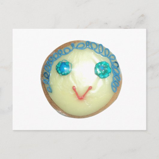 Blauw Haar Emoji Art Print/Grafisch Briefkaart (Voorkant)