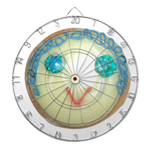 Blauw Haar Emoji Art Print/Grafisch Dartbord (Voorkant)