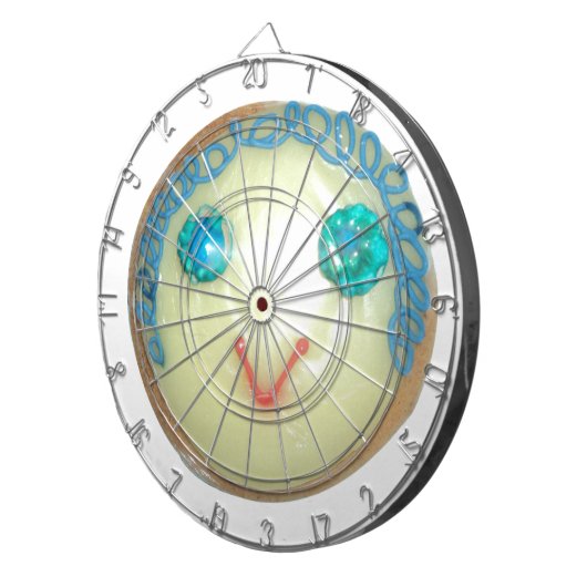 Blauw Haar Emoji Art Print/Grafisch Dartbord (Voorkant Rechts)