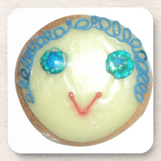 Blauw Haar Emoji Art Print/Grafisch Drankjes Onderzetter (Voorkant)