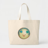 Blauw Haar Emoji Art Print/Grafisch Grote Tote Bag (Voorkant)