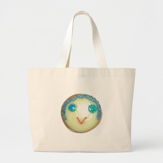 Blauw Haar Emoji Art Print/Grafisch Grote Tote Bag (Voorkant)