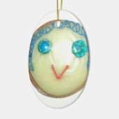 Blauw Haar Emoji Art Print/Grafisch Keramisch Ornament (Links)
