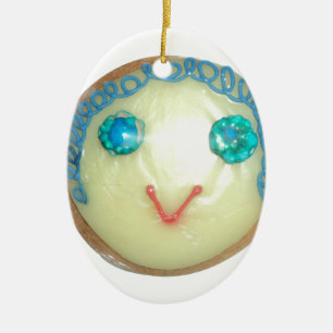 Blauw Haar Emoji Art Print/Grafisch Keramisch Ornament