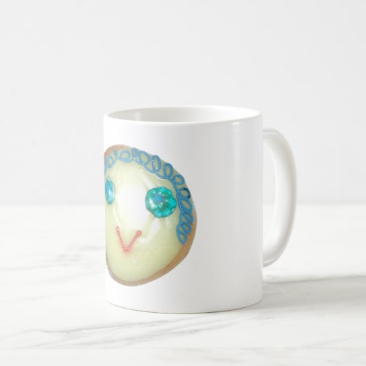 Blauw Haar Emoji Art Print/Grafisch Koffiemok (Voorkant rechts)