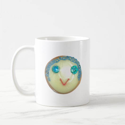 Blauw Haar Emoji Art Print/Grafisch Koffiemok (Links)