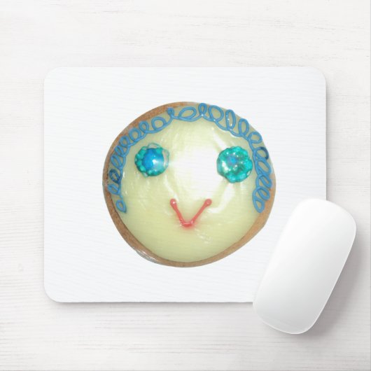 Blauw Haar Emoji Art Print/Grafisch Muismat (Met muis)