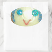 Blauw Haar Emoji Art Print/Grafisch Ovale Sticker (Tas)