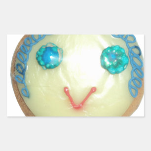 Blauw Haar Emoji Art Print/Grafisch Rechthoekige Sticker