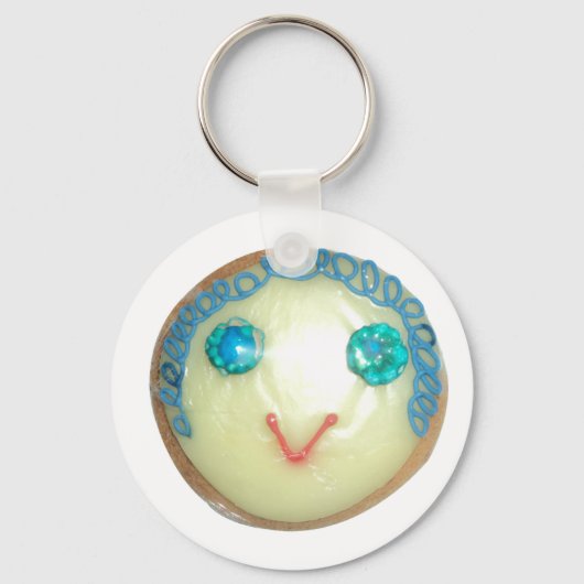 Blauw Haar Emoji Art Print/Grafisch Sleutelhanger (Voorkant)