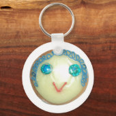 Blauw Haar Emoji Art Print/Grafisch Sleutelhanger (Voorkant)