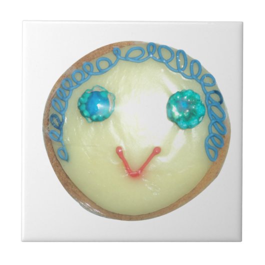 Blauw Haar Emoji Art Print/Grafisch Tegeltje (Voorkant)