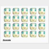 Blauw Haar Emoji Art Print/Grafisch Vierkante Sticker (Vel)