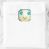 Blauw Haar Emoji Art Print/Grafisch Vierkante Sticker (Tas)