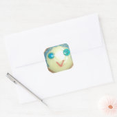 Blauw Haar Emoji Art Print/Grafisch Vierkante Sticker (Envelop)
