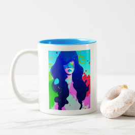 Blauw haar maakt niet uit tweekleurige koffiemok