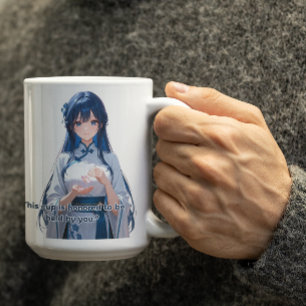 Blauw haar Royal Anime Girl Koffiemok