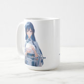 Blauw haar Royal Anime Girl Koffiemok (Voorkant links)