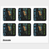 BLAUW HAAR SATIVA VIERKANTE STICKER (Vel)
