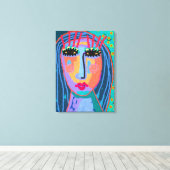 Blauw haarbreed - Abstract portret - Opgerold Canv Canvas Afdruk (Insitu (Houten vloer))