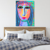 Blauw haarbreed - Abstract portret - Opgerold Canv Canvas Afdruk (Insitu (Slaapkamer))