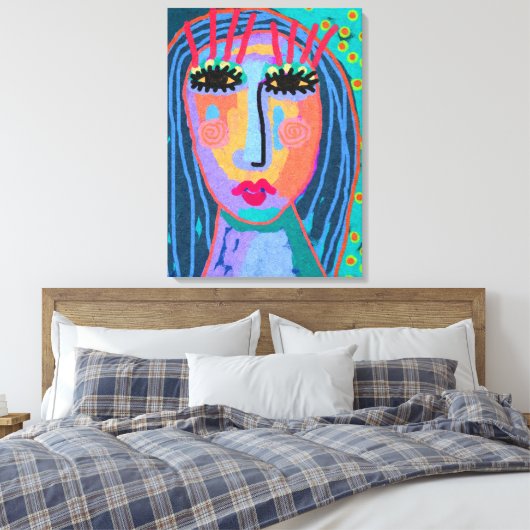 Blauw haarbreed - Abstract portret - Opgerold Canv Canvas Afdruk (Insitu (Slaapkamer))