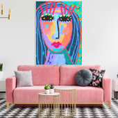 Blauw haarbreed - Abstract portret - Opgerold Canv Canvas Afdruk (Insitu (Woonkamer))
